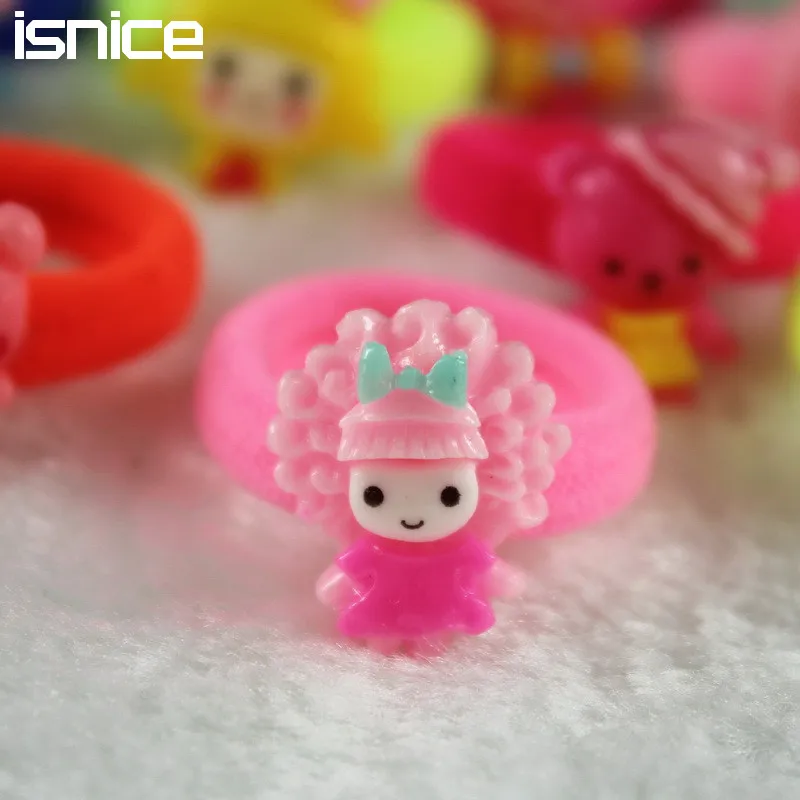 Isnice 14 шт. (7 пар) Мультяшные карамельные цвета эластичные резинки для волос