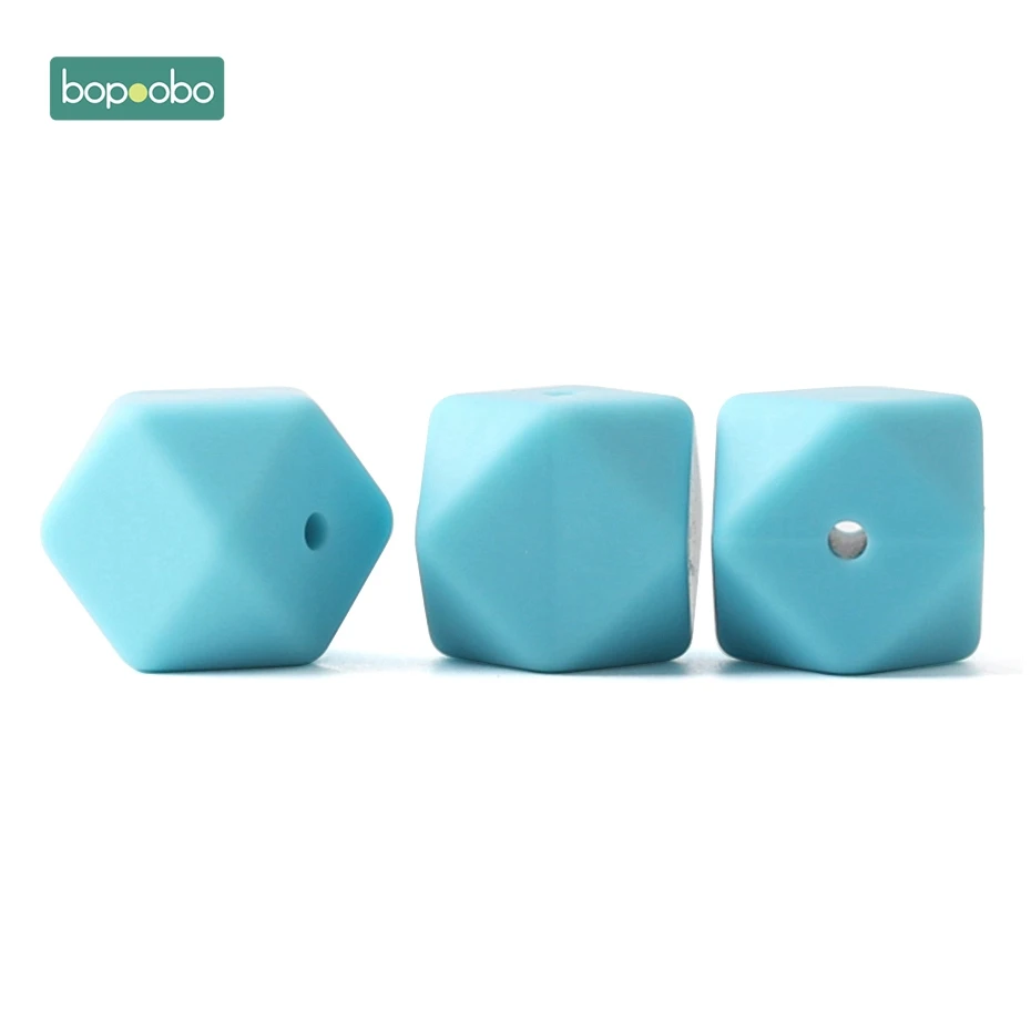 Blue Bopoobo 17 мм силиконовые бусины для кормления аксессуары 10 шт. красочные силиконовые шестигранные бусины Монтессори игрушки Детские принадлежности для кормления - Цвет: Blue