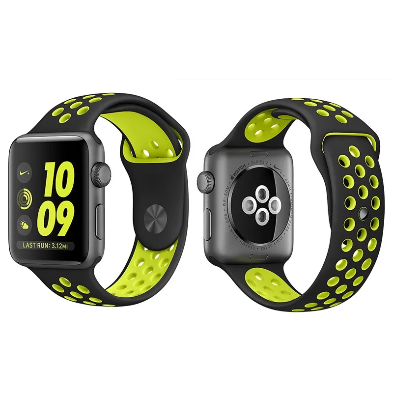 Эластичный дышащий Силикон Спортивный ремешок для Apple Watch 5 4 3 2 1 42 мм 38 мм резиновые ремешки для Nike+ Iwatch 4 3 40 мм 44 мм