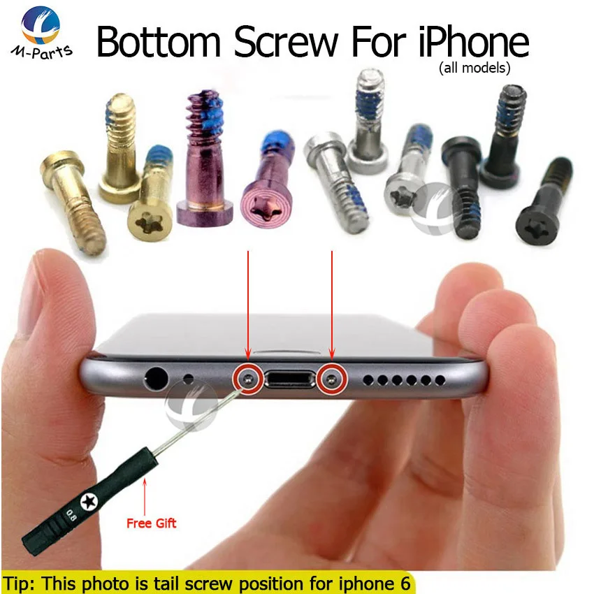 Нижний винт 2000 шт./лот для iPhone 5 5C 5S SE 6 6P 6S 6SP 7 7P 8 8P Plus X XS XR XSM Max 11 Pro с