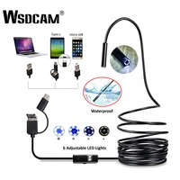wsdcam endoscope camera 7mm 3 in 1 usb mini camcorders ip67 waterproof 6 led borescope inspection camera for windows pc android