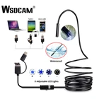 WSDCAM эндоскоп камера 7 мм 3 в 1 USB мини-видеокамеры IP67 Водонепроницаемый 6 светодиодный бороскоп Инспекционная камера для Windows PC Android