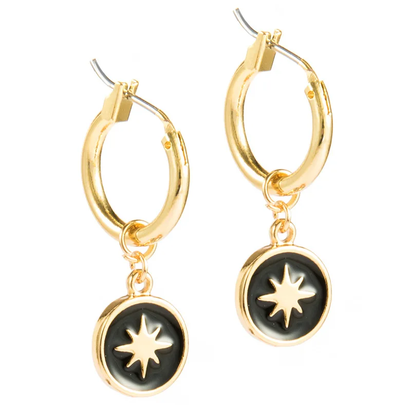 Новые серьги с золотой монеткой анис звезда гвоздики для женщин хит продаж