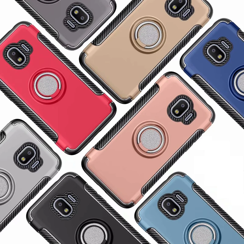 Luxury Full Cover Protect Case For Galaxy J2 Pro 2018 Hard PC Silicon Soft Capa Metal Ring Bracket Samsung |