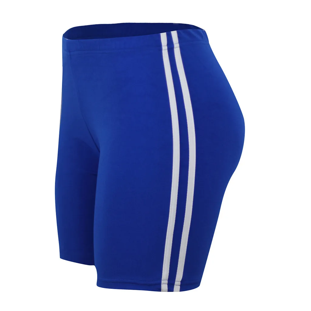 Ladies Mid Waist Yoga Stripe Print Fitness Legging Hips Tight Yoga Shorts Women's Bicycles Cycling Workout Sweatpants For