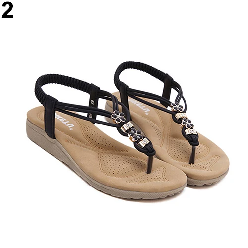 2016 New Women's Fashion Summer Bohemian Style Rhinestone Flat Flip Flops Sandals Shoes | Обувь