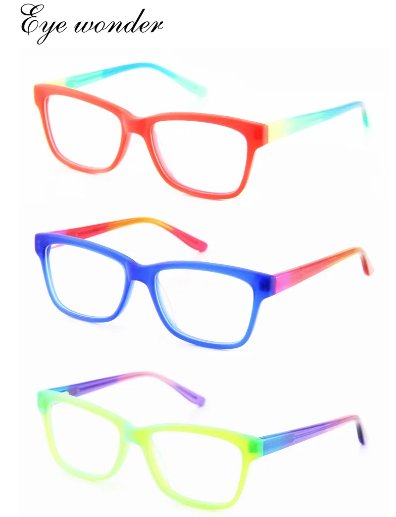 Глаз чудо дети синий и красный зеленый оранжевый квадратный ацетат Очки для