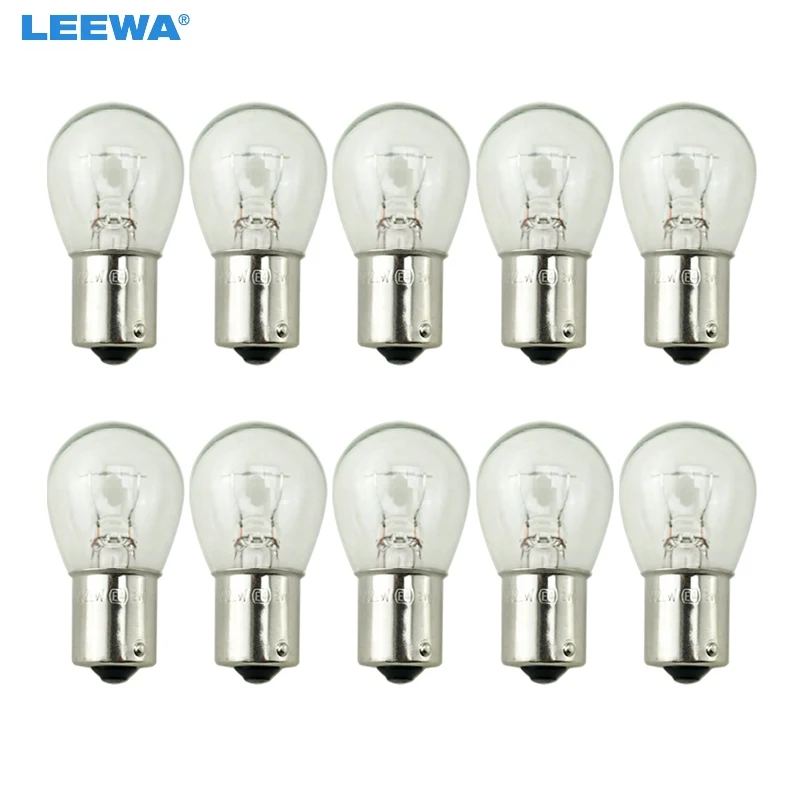 LEEWA 10 шт., 24 В, 1156, BA15S, S25, P21W, автомобильная лампа из прозрачного стекла, лампа с поворотным хвостом, индикатор для грузовика, автобуса, галогенная лампа # CA1226