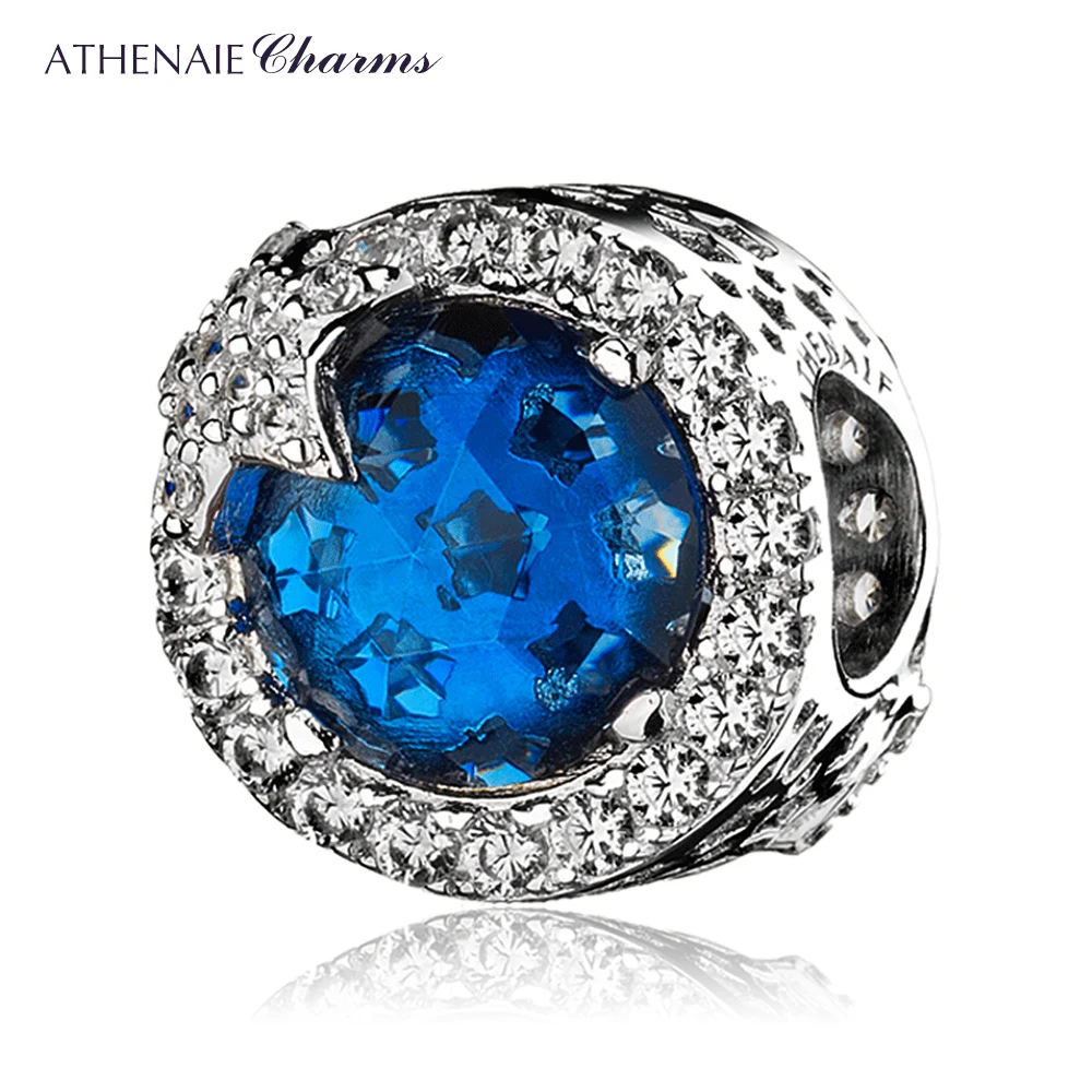 ATHENAIE, 925 пробы, серебряные, прозрачные и сумеречно-голубые, CZ, Ослепительная звезда, шарм, подходят для женщин, амулеты, браслеты, серебро, 925 ювелирные изделия