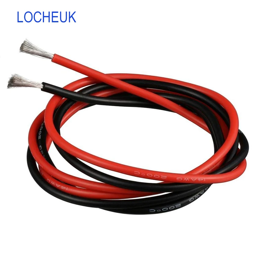 Силиконовые провода 12AWG14AWG16AWG18AWG20AWG22AWG24AWG 26AWG28AWG30AWG теплостойкий Мягкий Витой электрический кабель 1 метр Черный 1 метр Красный