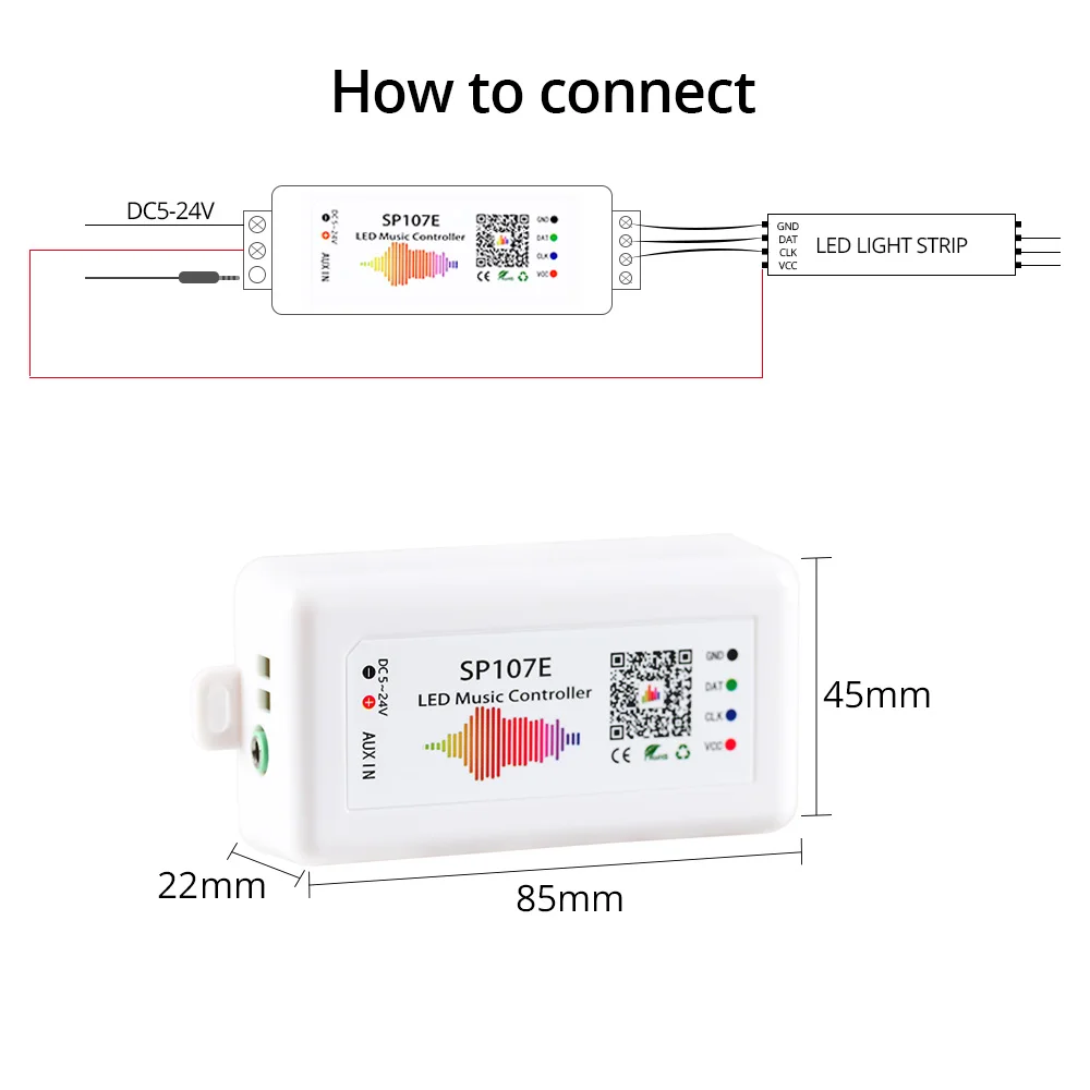 Светодиодный контроллер Bluetooth управление музыкой Pixel IC SPI Phone APP для WS2812 SK6812 SK9822 RGBW