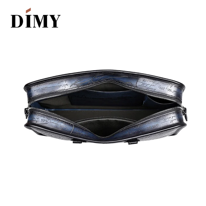 DIMY 2018 Designer Cow Leather Briefcase Men Business Letter Briefcases Christmas Gifts Shoulder Bags 14-15 Inch Laptop Bag