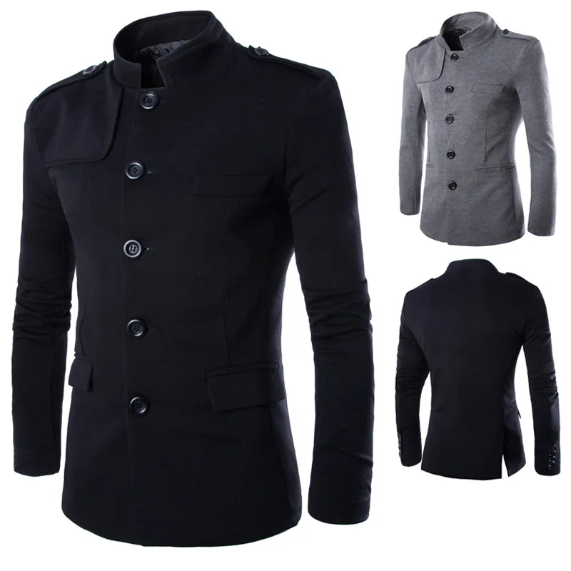 high Quality Stand Collar Coat Suit Jackets Slim Fit Mens Cardigans 2 colors M-2XL Hot Sale | Мужская одежда
