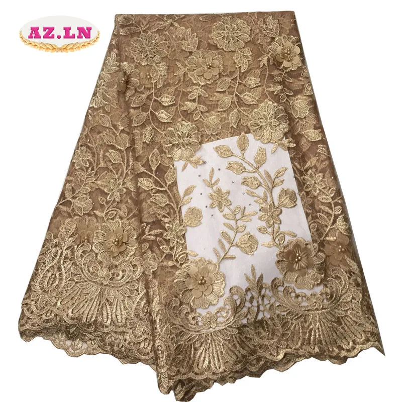 2019 Высококачественная африканская кружевная ткань чистая Золотая французская