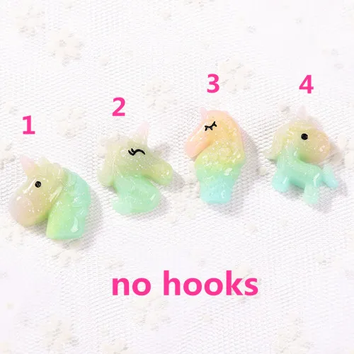 no hook no hole 20 шт много стилей Единорог амулеты блеск Единорог ювелирные изделия ожерелье подвеска брелок амулеты для DIY украшения - Окраска металла: no hook no hole