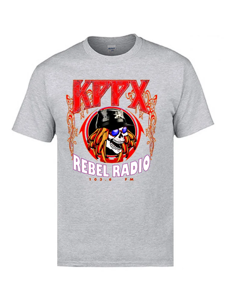 Футболка с принтом Heavy Metal Band Gun N Rose KPPX Rebel Radio Geek тенниска из 100% хлопка круглым