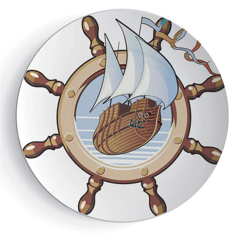30cm Round Ocean Sharks Ship Rudder Chronometer Metal Tin Signs Home Art Decor Iron Poster Retro Wall for Bar Pub Shop | Дом и сад