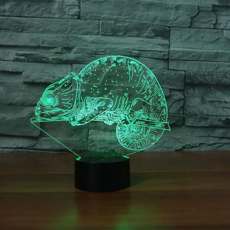 Ночник для спальни подарок хамелеон Led креативный 3d ночник милый мультфильм