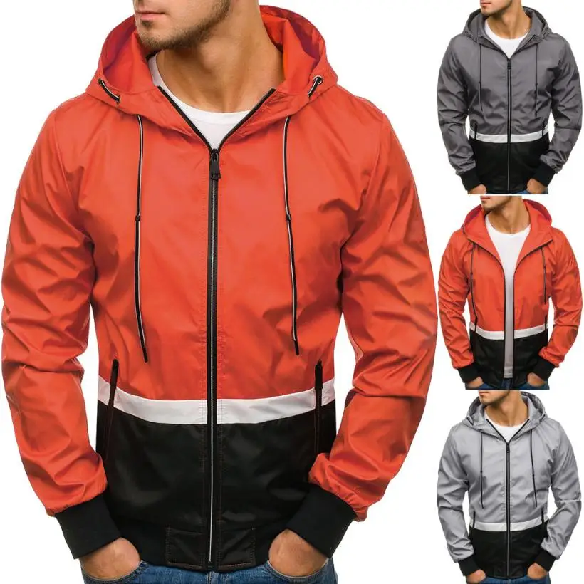 

Mens Autumn Winter Zip Jacket Casual Long SLeeve Slim Pocket Fit Hoodies Jacket Coat Windbreaker Jacket Men Coat Wind Breaker