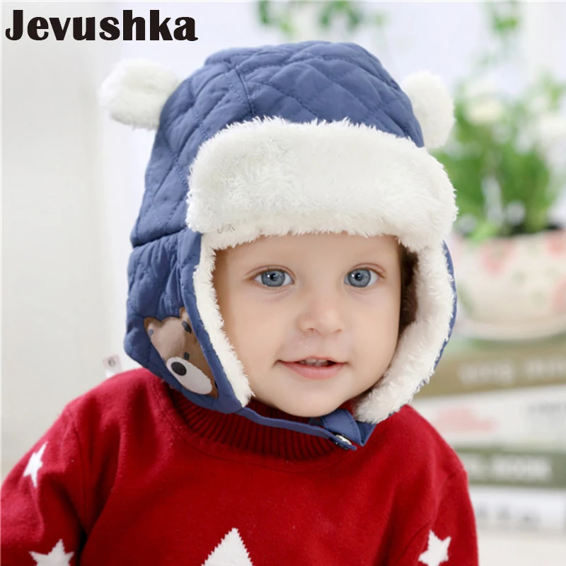 Winter Baby Hat Bomber Cap Newborn Boy Hats Warm Fleece Kid for Boys and Girls Earmuff Accessories HT025 | Детская одежда и обувь