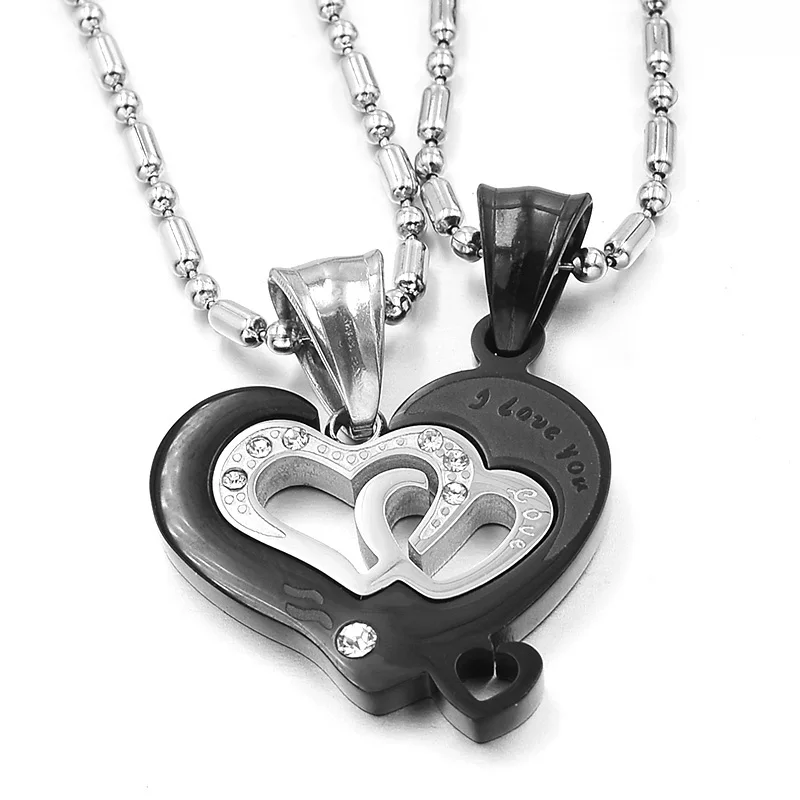 &quotI Love You&quot Hearts Jigsaw Puzzle Couple Necklace Stainless Steel Pendant For Men Women Jewellery Party Gift 2019 Jewelry |