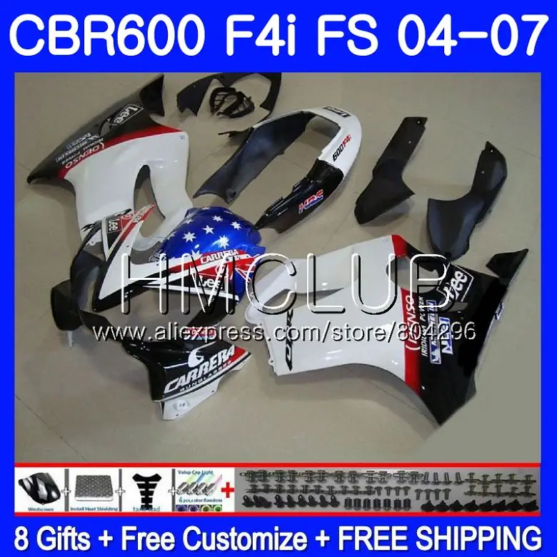 Корпус для HONDA CBR 600F4i CBR600 FS 600 F4i 04 05 06 07 62HM.8 CBR600F4i синий белый 2004 2005 2006 2007