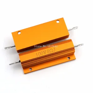 RX24 100 Вт 8R 8RJ 100 Вт металлический корпус алюминиевый Золотой резистор Высокая мощность радиатор сопротивление Золотой радиатор резистор 8 Ом