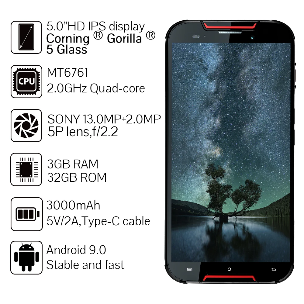 Cubot Quest Lite спортивный прочный телефон IP68 MT6761 5," 3 ГБ+ 32 ГБ 3000 мАч Android 9,0 пирог 4G LTE двойная камера 13 МП type-C Face ID