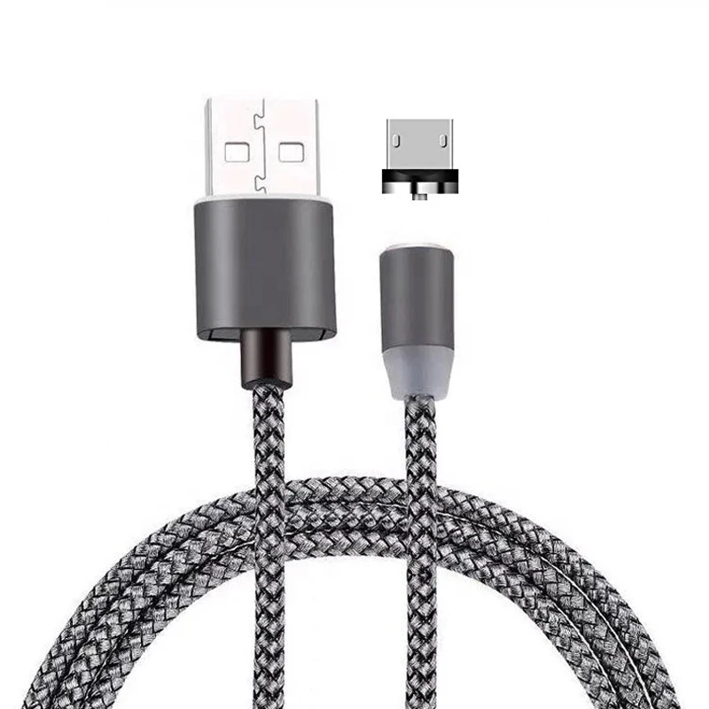 1 м светодиодный магнитный кабель для быстрой зарядки для iPhone XR XS MAX SAMSUNG XIAOMI Micro usb type-C Магнитный USB кабель для зарядки телефона - Тип штекера: Gray
