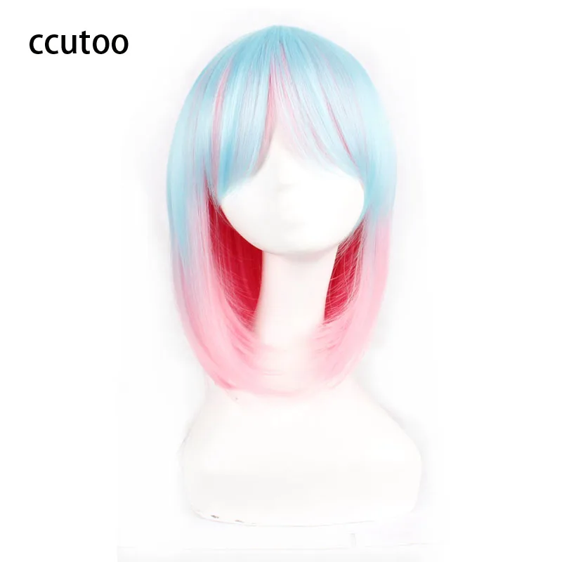 Ccutoo 35 см/14 &quotСиний Розовый Омбре микс короткие прямые Harajuku стиль Bobo
