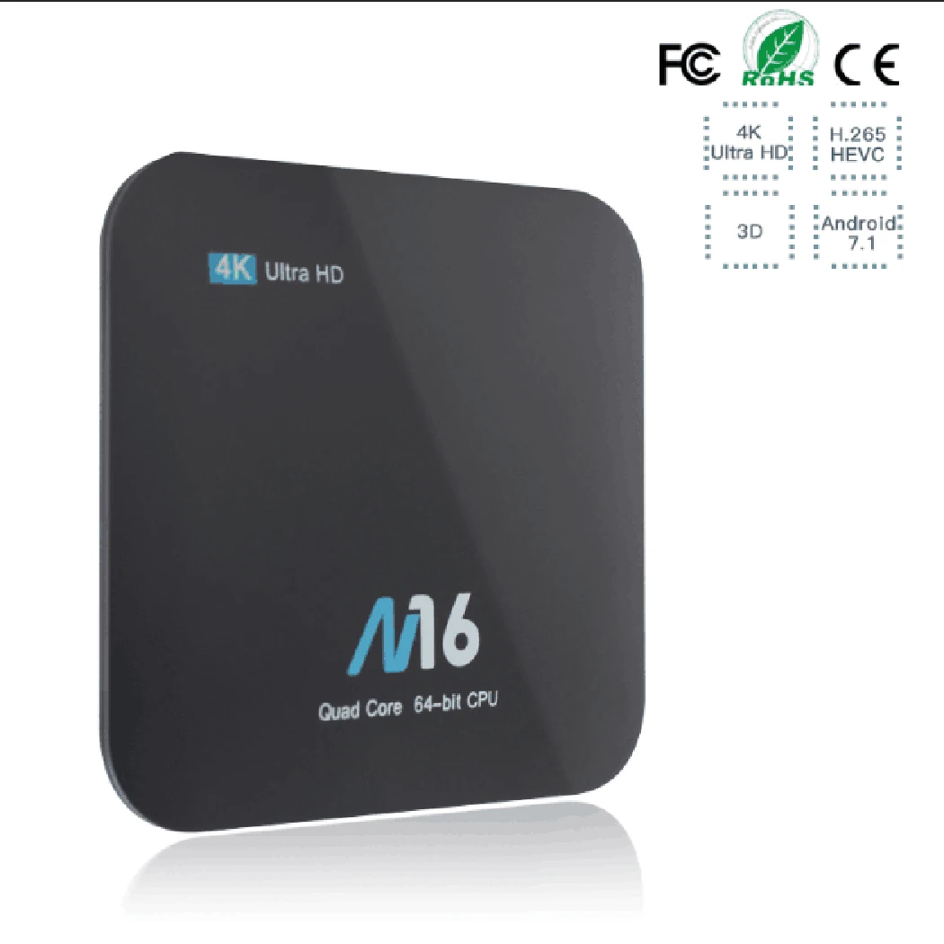 Free Sat Set Top Box Android 7.1 M16 CPU S905X 4K Ultra HD TV-Box 2GDDR3 16GB EMMCC Infrared Remote Control | Электроника