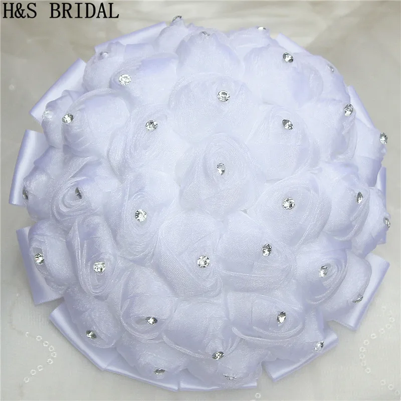 

H&S BRIDAL Tulle rose romantic Wedding Bouquet wedding accessories Bridal Bouquets Artificial Wedding Bouquets matrimonio