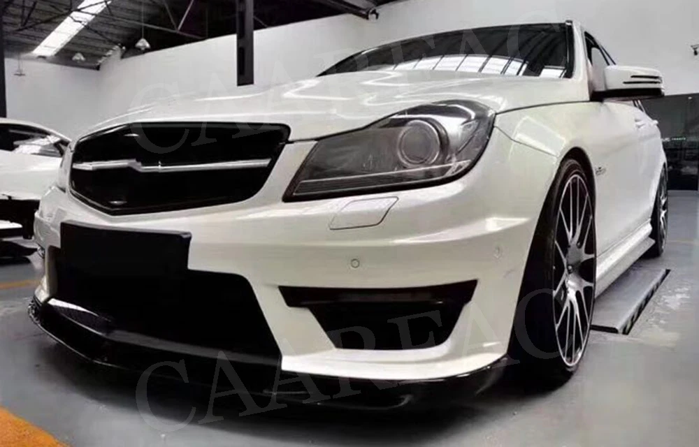 Передний спойлер из углеродного волокна для W204, разветвители для Mecedes Benz C Class W204 C63 AMG 2012-, передний бампер, подбородок