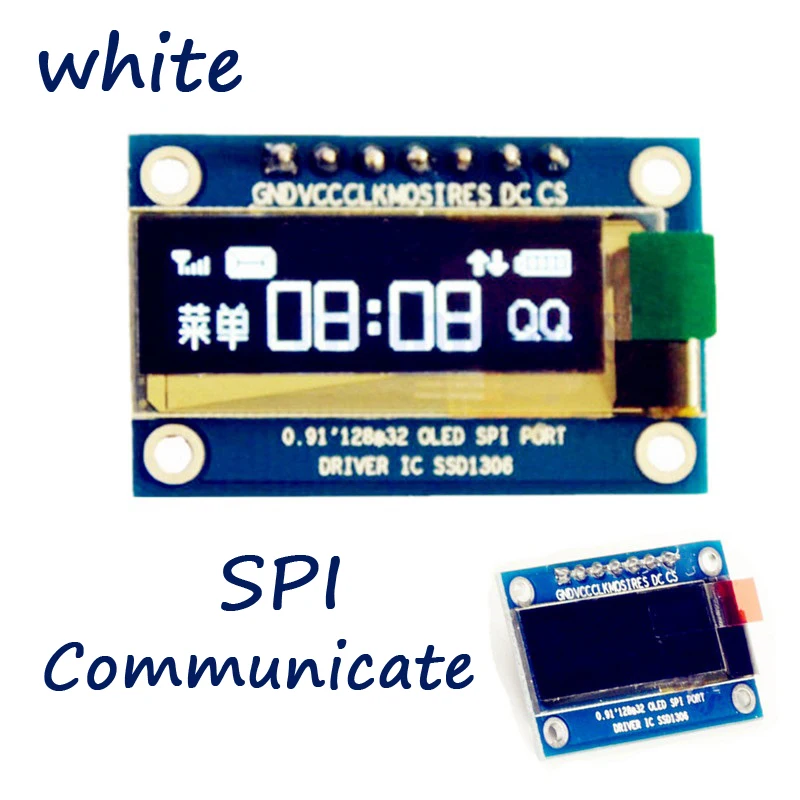 0 91 дюймовый SPI 128x32 Белый OLED ЖК дисплей DIY модуль SSD1306 Драйвер IC DC 3 V 5V совместимый с