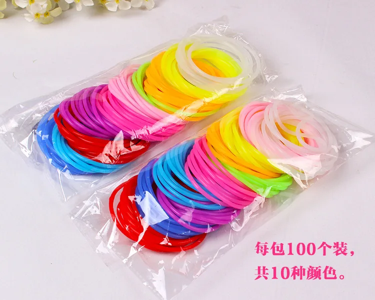 gum for bracelets Модная разноцветная эластичная резинка для браслетов, силиконовый резиновый браслет, кольцо для волос для рук, Женская лента, аксессуары - Цвет: gum for bracelets