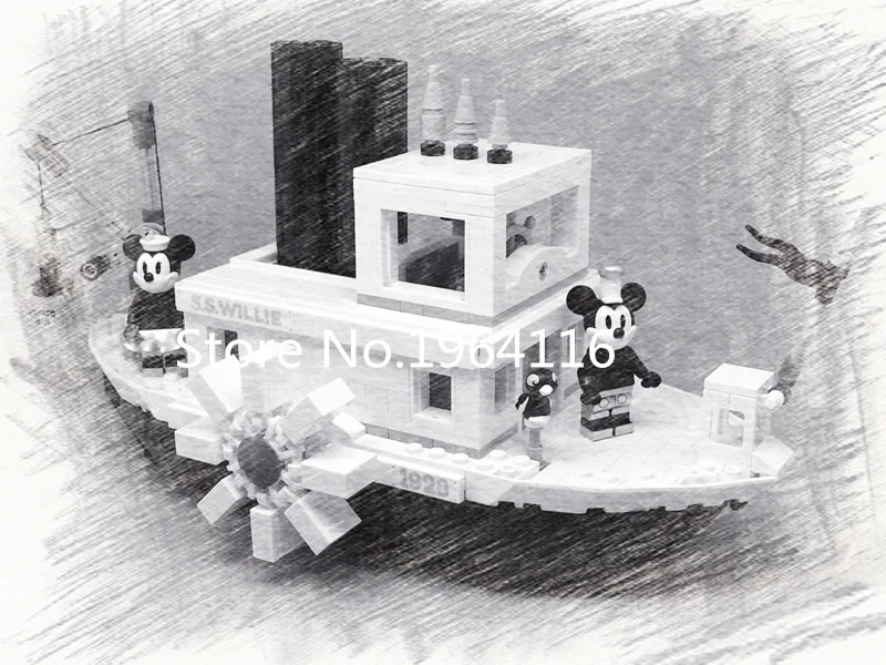 Новые идеи серии Steamboat Willie модель строительные блоки совместимы 21317 Классическая Игрушка-конструктор для детей