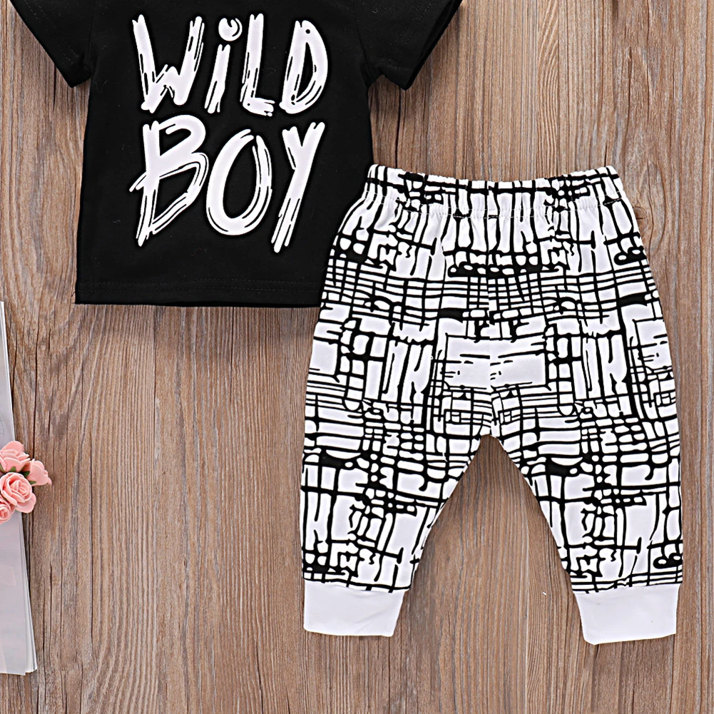 Одежда для малышей летний комплект маленьких мальчиков черная Повседневная