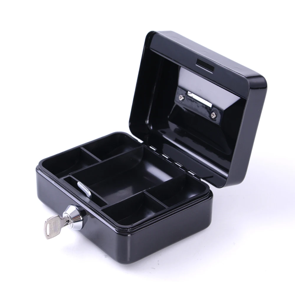 Коробка для наличных сейф маленькая копилка монет металлическая денежная черная