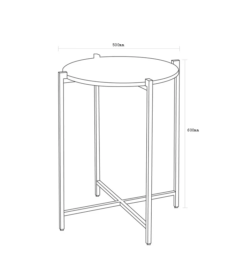 Маленький журнальный столик с позолоченной стальной рамой 60 см (23 дюйма) круглой