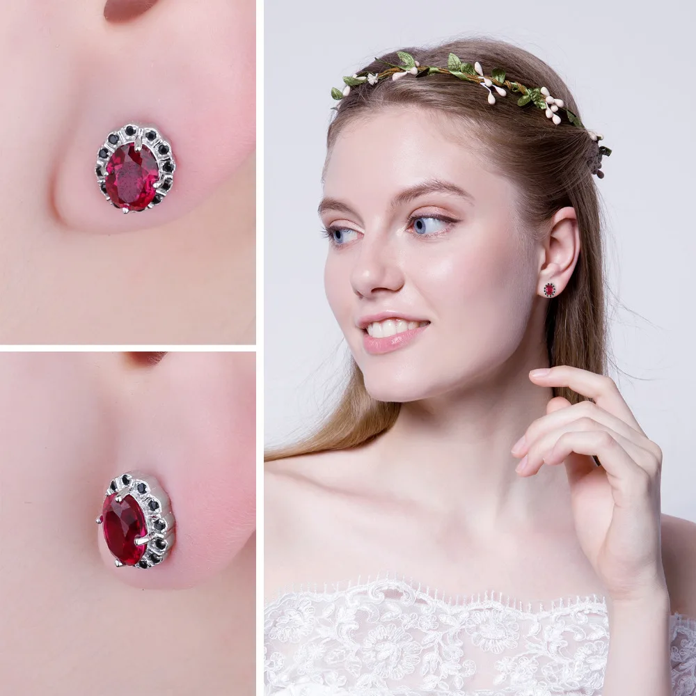 Jewelrypalace Винтаж 0.4ct круглый создан красный рубин проложить Серьги-гвоздики 925