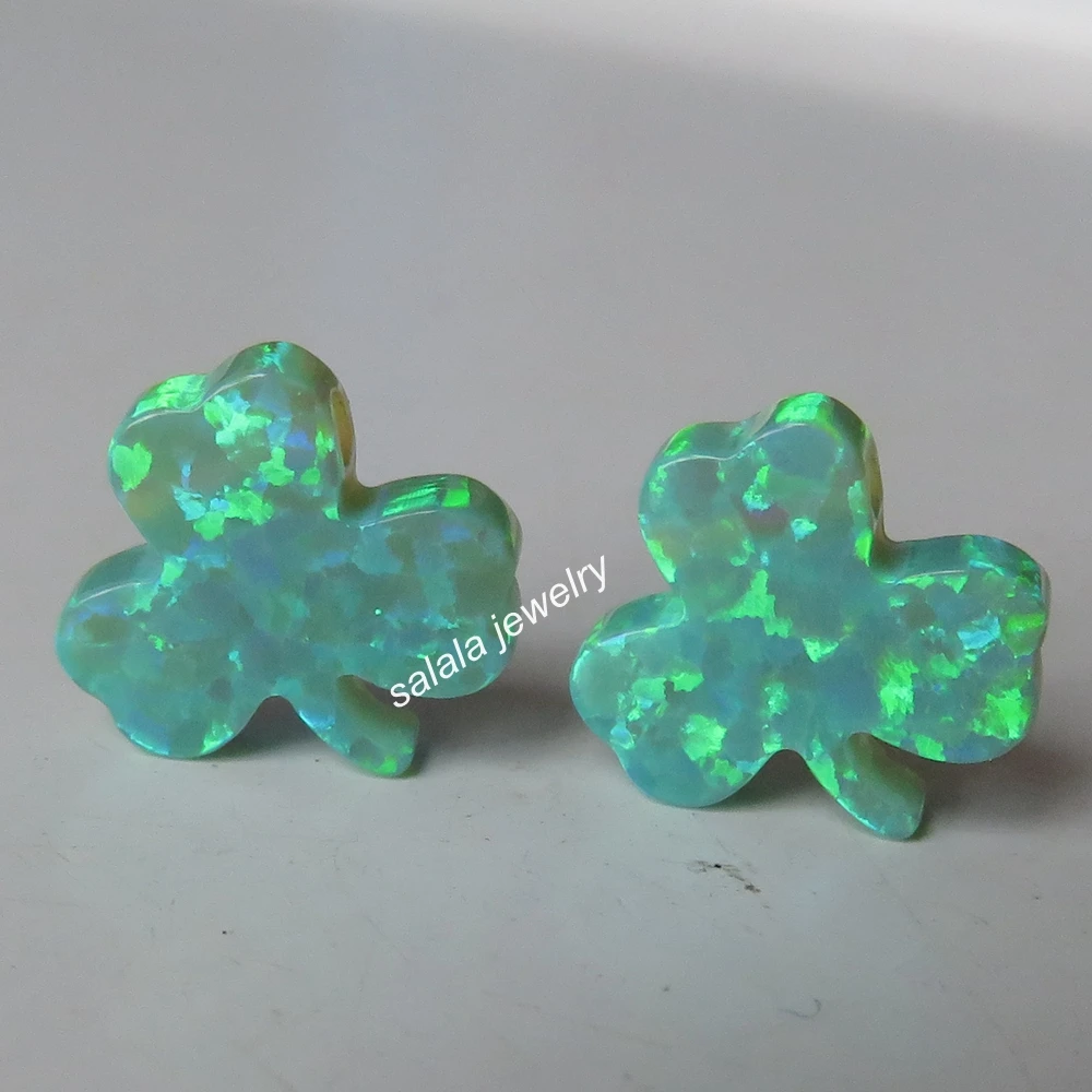 200pcs /lot OP11 Kiwi Green 3 Clover Fire Opal 12mm Lucky Shamrock Charms Three Leaf | Украшения и аксессуары