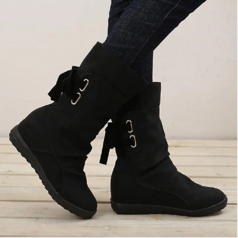 Женские зимние полусапожки на шнуровке в европейском и американском стиле