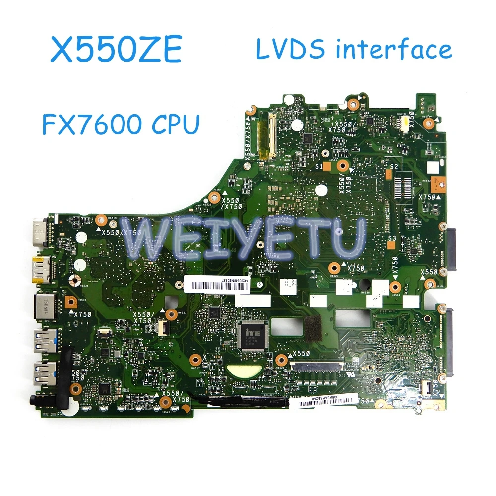 

X550ZE FX7600cpu LVDS interface PM For ASUS VM590Z X550ZE K555Z A555Z X555Z K550Z Laptop motherboard X550ZE mainboard Tested