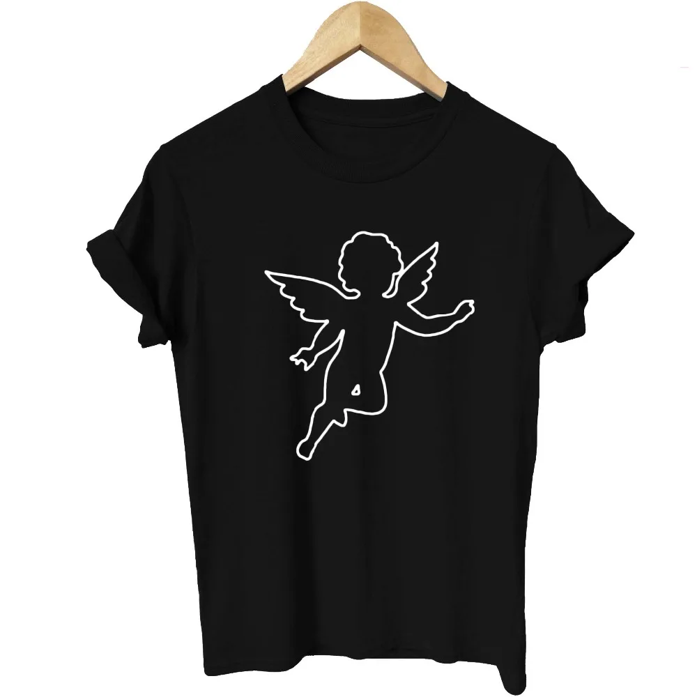 Модные женские футболки Kawaii Angel с принтом 2018 летняя свободная повседневная