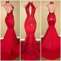 2022 dark red cut away side backless sexy prom dress spaghetti straps lace v neck mermaid party vestidos evening gowns