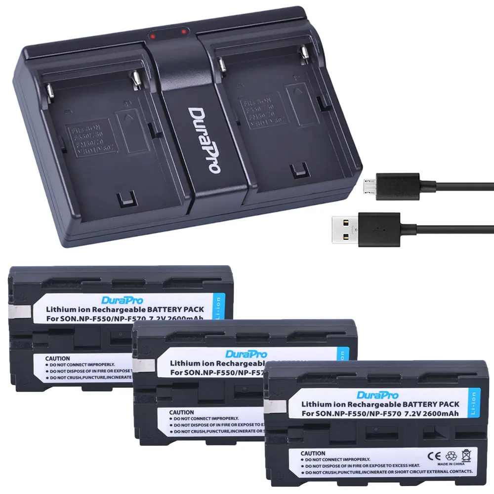 3 шт. NP F550 F570 запасная литий ионная батарея + USB двойное зарядное устройство для Sony