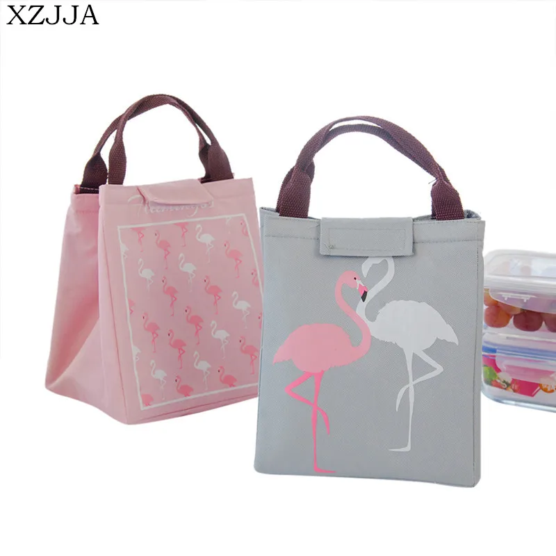 

XZJJA Fashion Cartoon Flamingo Pattern Bento Storage Bag Outdoor Waterproof Picnic Bag Student Office Work Lunch Insulation Bags