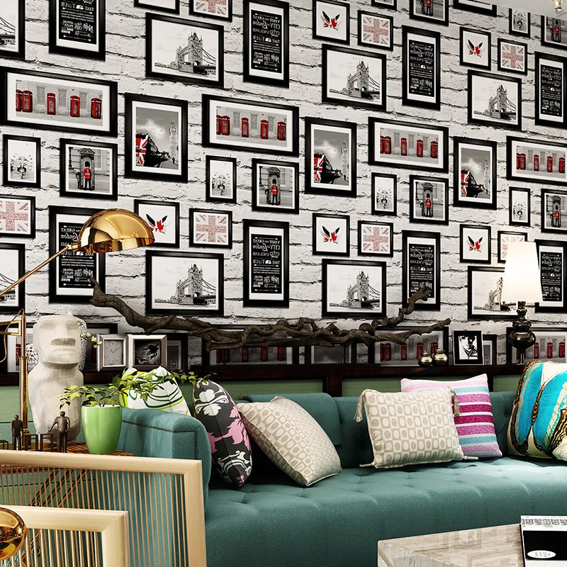 Современные белые кирпичные обои в британском стиле фотообои с имитацией рамки