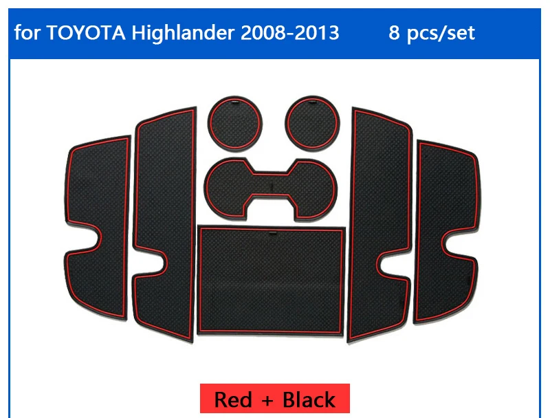 Для Toyota Highlander XU40 противоскользящая резиновая чашка подушка дверной коврик 8 шт.