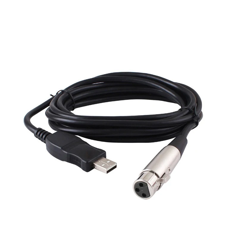 Высокое качество 3 м 9 футов USB-MIC черный микрофонный кабель USB штекер 3-контактный